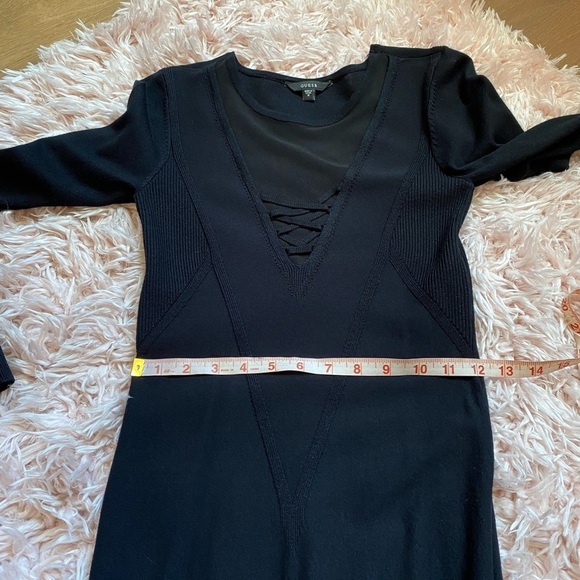 Guess Black Long Sleeve Form Fitting Mini Cocktail Dress Medium - Picture 12 of 13